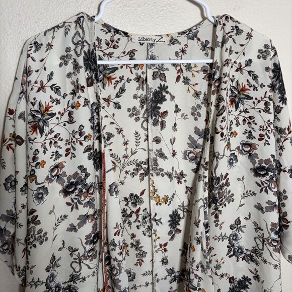 Liberty Love Sweater Women's 2XL Floral Open Kimono Lightweight Cardigan - Picture 3 of 8